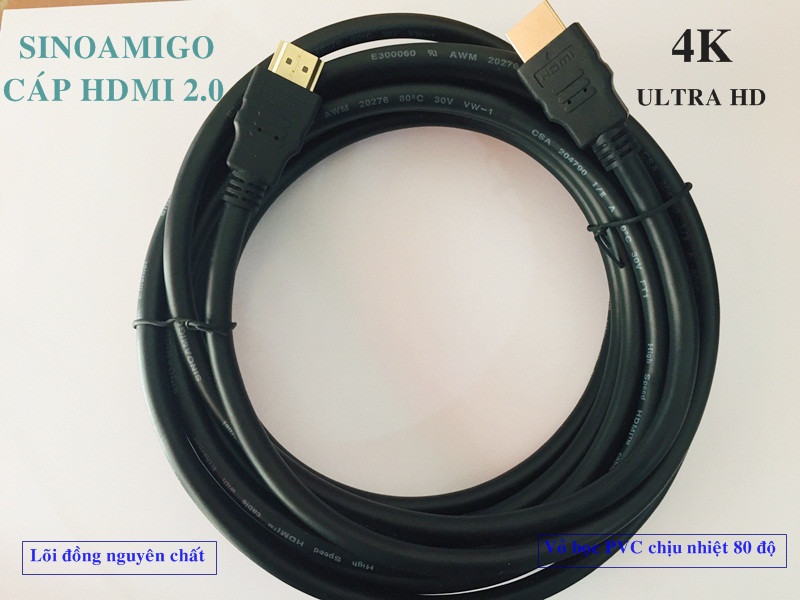 Cáp HDMI to HDMI 2.0 dài 1.5M Sinoamigo SN: 41002 chính hãng Full HD 4K*2K, 3D